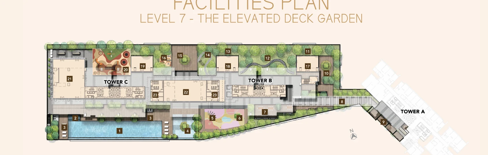 Level 7 facilities plan of The Maple Residences, the Elevated Deck Garden